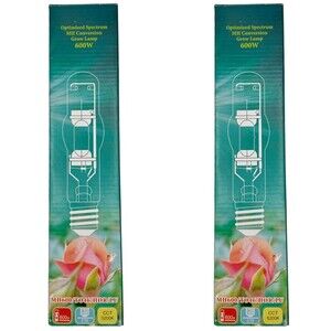 Two 600 W Metal Halide Grow Lamp Light E39 Socket 5200K MH400 T46 HOR